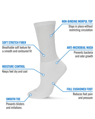 Memoi Therapeutic Full Cushion 2 Pair Crew Socks- MDB-6000