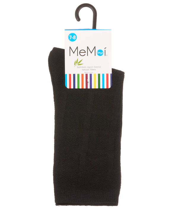 MEMOI_SOLID_BAMBOO_BLEND_BOYS_CREW_SOCKS_BLACK