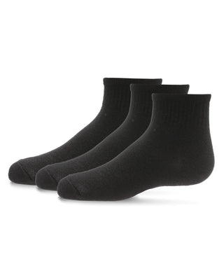 MEMOI_KIDS_3_PAIR_PACK_MID_CUT_COTTON_BLEND_SOCKS_MK_563_GIRLS_BOYS_BLACK_WHITE