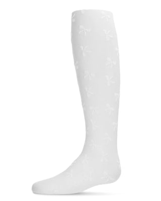 MEMOI_GIRLS_FLOCKED_SASSY_BOW_NYLON_TIGHTS_WHITE_MKF_4037