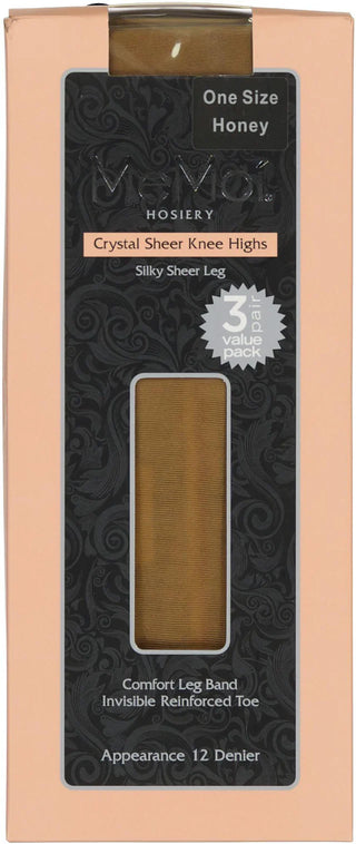 Crystal Sheer Knee Highs 12 Den. 3 pk MS-7093