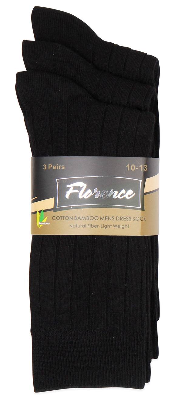 Hosierma_Florence_Men's_Cotton_Bamboo_Dress_Sock_190_3_Pairs_10-13_Natural_Fiber_Light_Weight_Boys_Black_Ribbed