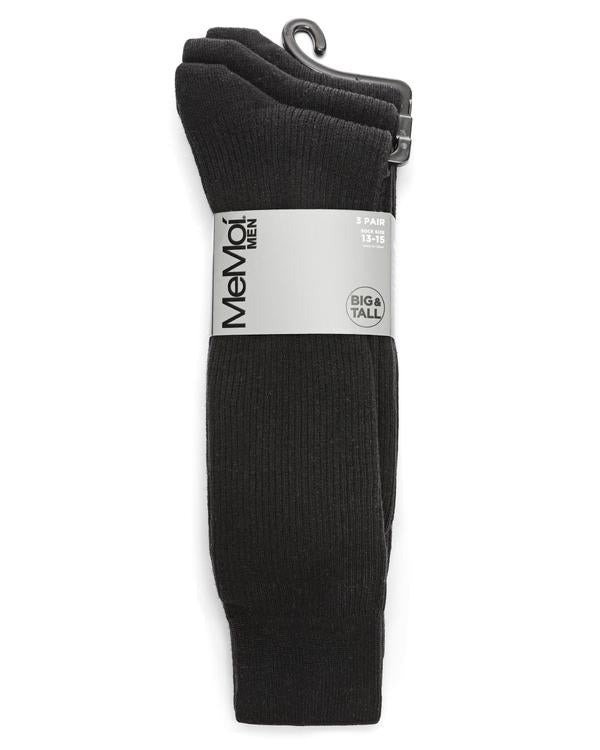 Memoi Mens Pin Ribbed 3PP Crew Sock-MM-453