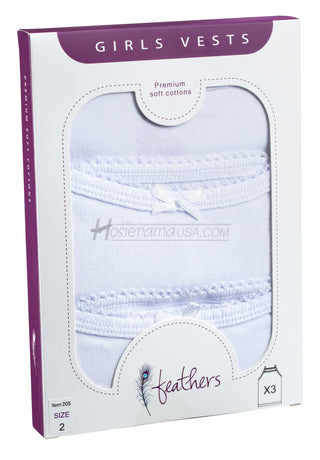 Feathers Girls Solid White Vests-F-205